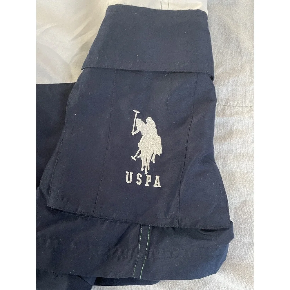 Men US Polo Assn Cargo Line Elastic Embroidered Swim Trunks XXL Green Blue White